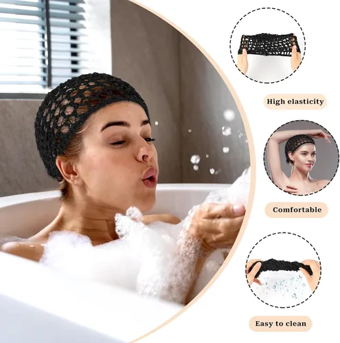 Miniatura 4 de Mozeat Lens Paquete de 3 redes para el cabello para dormir, malla de ganchillo, red de pelo de rayón