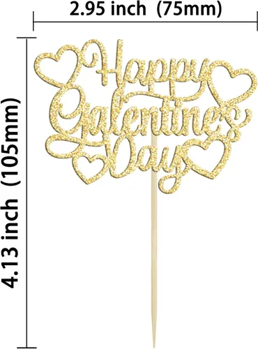 Miniatura 2 de 24 piezas de decoración de cupcakes con purpurina dorada para el día de San Valentín, temática de San Valentín, fiesta de cumpleaños, suministros