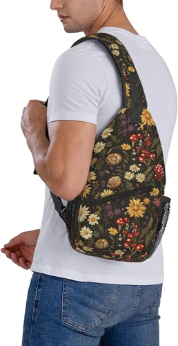 Miniatura 6 de Small Crossbody Bags for Women Men - Vintage Mushroom Plant Print Adjustable Shoulder Bag Fanny Packs Belt Sling Bag Crossbody Purses Backpack for