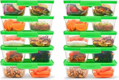 Miniatura 7 de Sistema Nest It - Recipientes de almacenamiento de alimentos para preparación de comidas con tapas, 2 compartimentos, 3.7 tazas, plástico, paquete