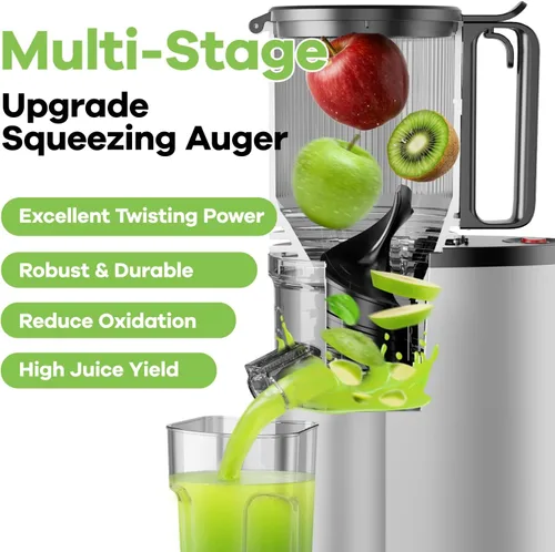 Miniatura 4 de EanOruus Exprimidor de prensa en frío, máquina extractor de jugo de canal de alimentación de 5.8 pulgadas de ancho con 400 W, alto rendimiento