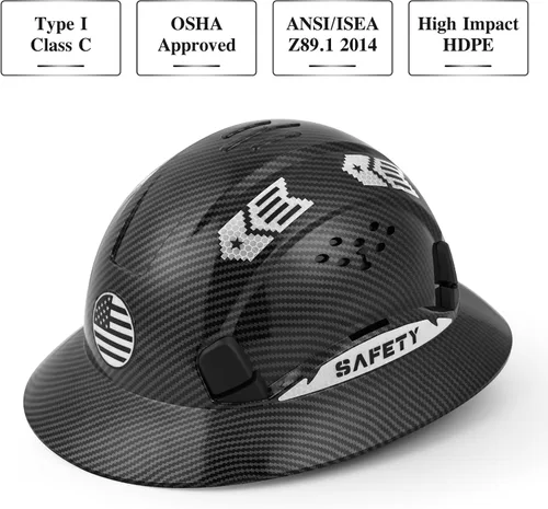 Miniatura 2 de Casco duro de ala completa, casco de seguridad aprobado por la OSHA, Cascos De Construcción, casco duro de construcción ventilada, trinquete