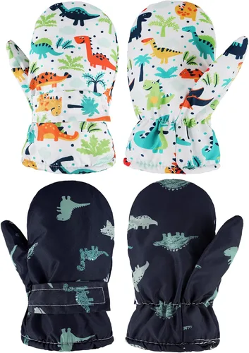 SATINIOR 2 pares de manoplas impermeables para niñas, guantes de nieve para niños, guantes de esquí cálidos y gruesos para actividades al aire libre