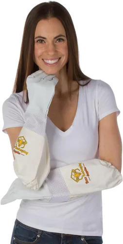 Miniatura 3 de Traje profesional de apicultura y guantes de piel de cabra (1 par) velo de esgrima autoportante y cremalleras de metal YKK resistentes