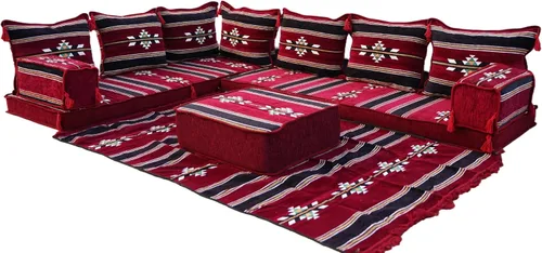 Miniatura 51 de Sofá de piso modular hecho a mano arabicsofa – Asiento oriental Majlis con cojines de respaldo