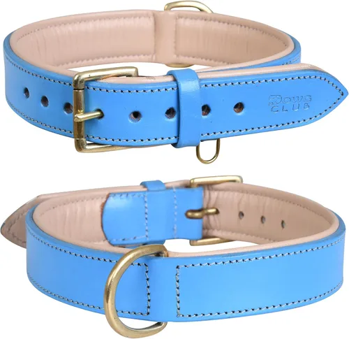 Miniatura 11 de Collar de perro de cuero para perros medianos, marrón, 1 pulgada de ancho, cuero genuino de grano completo, resistente con acolchado interior suave