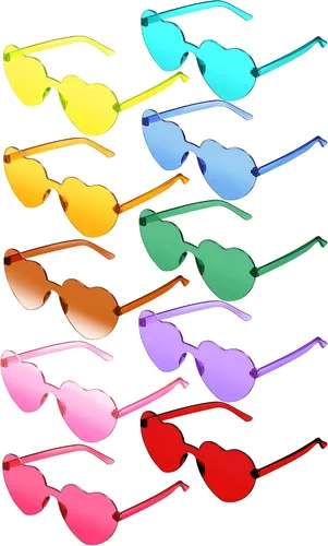 TOODOO 10 pares de lentes de sol en forma de corazón lentes de sol de color caramelo sin montura para mujeres y niñas