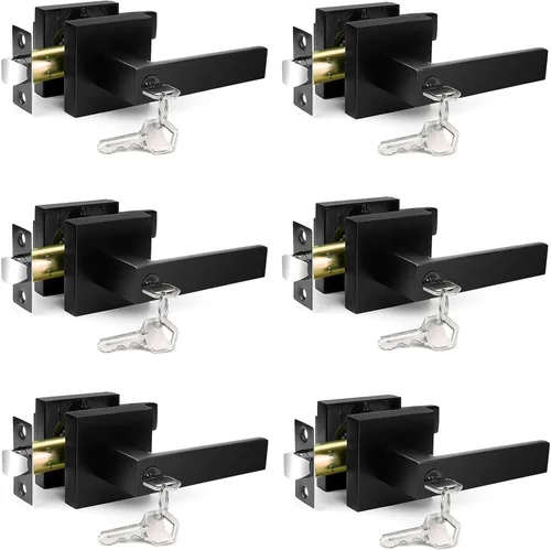 Miniatura 22 de Manijas de Puerta para Interiores, Pomos de Puerta Interiores, Manija de Puerta Negra con Palanca Reversible, Juegos de Cerraduras de Puerta