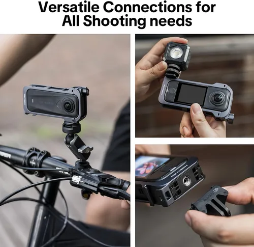 Miniatura 3 de PGYTECH Jaula para cámara Insta360 X4 Air, funda protectora de aleación de aluminio con perilla de liberación rápida, soporte de zapata fría
