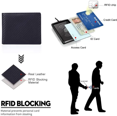 Miniatura 5 de Lositto Cartera de cuero de grano superior con bloqueo RFID para hombres excelente como plegable de viaje
