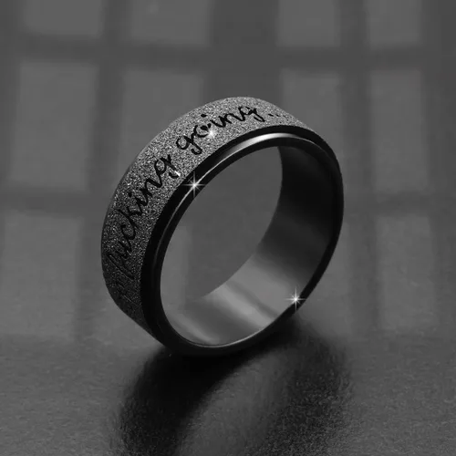 Miniatura 5 de Anillo giratorio para hombre, acero inoxidable, juguetes para ansiedad, anillos para hombres, 0.315 in de ancho, color negro, talla 9