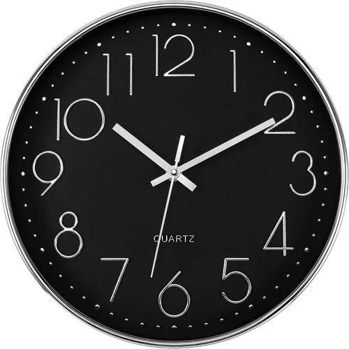 Miniatura 11 de Foxtop Reloj de pared atómico que funciona con pilas, redondo, analógico, moderno, juego automático para oficina, aula, dormitorio, cocina, sala