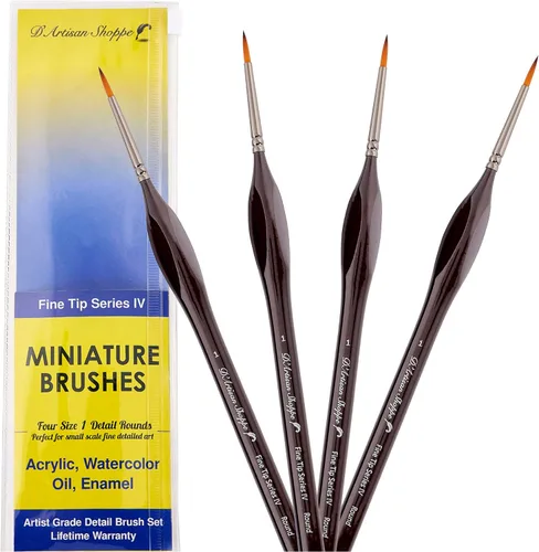 Miniatura 10 de Juego de pinceles de pintura de detalles profesionales, tamaño 0, pinceles redondos en miniatura de punta fina para juegos de mesa para adultos