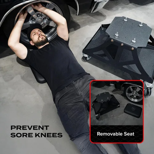 Miniatura 7 de Vyper Low Pro - Taburete de garaje con asiento extraíble para mecánicos, automoción, bricolaje, silla de taller con ruedas de capacidad de 400