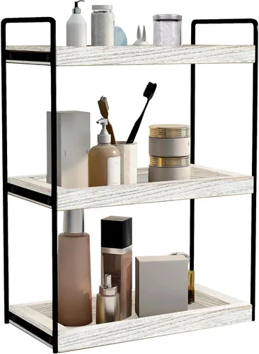 Miniatura 6 de Dorhors Organizador de encimera de baño de 3 niveles, estante de almacenamiento de baño, bandeja de mostrador y organizador de tocador (negro)