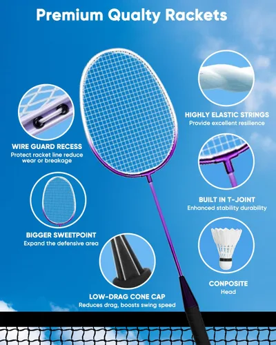 Miniatura 4 de NQV Juego de pickleball con red, red de pickleball de media cancha de 10 pies, paletas de madera de pickleball, pelotas de pepinillo, retrievers