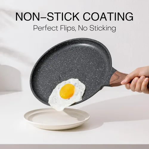 Miniatura 3 de Kordisen - Sartén antiadherente para crepas de 12 pulgadas con esparcidor, revestimiento de granito para tortillas y panqueques, fondo plano