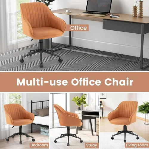 Miniatura 7 de POWERSTONE Silla moderna de escritorio para oficina en casa, silla de computadora de mediados de siglo, silla giratoria ajustable para dormitorio