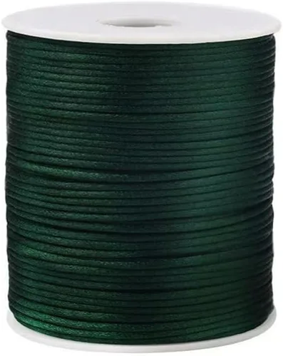 Miniatura 64 de 2.0mm Hilo de Cordón de Seda de Nylon para Cuentas de Macramé, Pulseras, Nudos Chinos, Collares, Joyería 109 Yardas (Verde Oscuro)