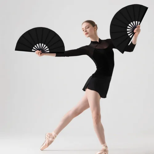 Miniatura 5 de Nydotd Paquete de 2 ventiladores plegables de mano para fanáticos rave, tela de nailon plegable para hombres y mujeres, línea de actuación, danza