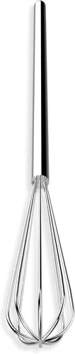 Miniatura 10 de Rattleware Batidor de café plano de acero inoxidable de mango largo de 11 pulgadas, herramienta de cocina plateada para mezclar sin grumos, duradera