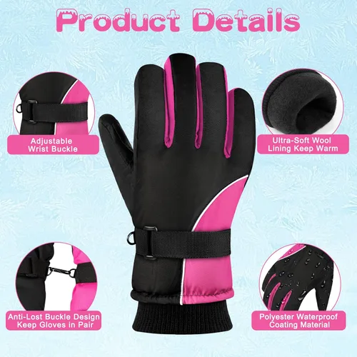 Miniatura 2 de ONESING 2 pares de guantes de nieve para hombres y mujeres, guantes térmicos e impermeables de invierno para esquí, snowboard, correr y ciclismo