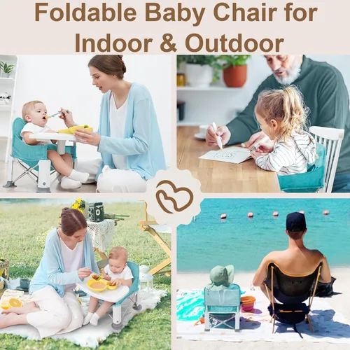 Miniatura 5 de BabyBond - Asiento elevador de viaje para bebé con doble bandeja, silla de bebé portátil mejorada para niños pequeños, asiento elevador para mesa