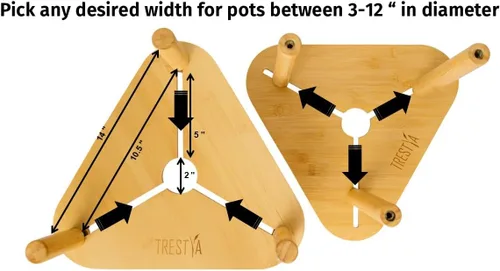 Soporte ajustable para macetas de interior – Madera de bambú, altura y ancho ajustable (no necesita herramientas), se adapta a macetas pequeñas y