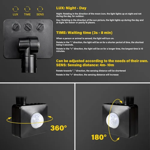Miniatura 4 de Willpower Reflector LED con sensor de movimiento, luces de seguridad para exteriores de 10 W, 1000 lúmenes, lámpara exterior de 4000 K, luz blanca