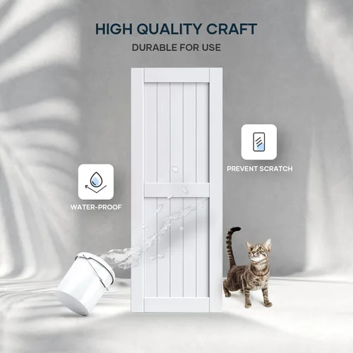 Miniatura 4 de EaseLife Puerta de granero blanca de 32 x 84 pulgadas con kit de herrajes para puerta corredera de 5.5 pies incluido y asa, cubierta de madera