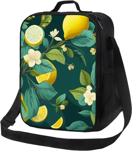 Miniatura 19 de Un patrón de ondas azules y verdes en el estilo. Lonchera portátil aislada, reutilizable, para mujeres, hombres, trabajo, picnic, campamento, 10.5 x