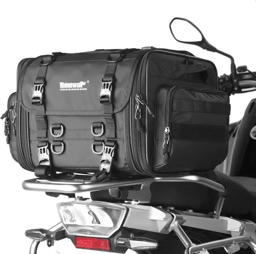Rhinowalk Bolsa trasera para motocicleta, bolsas de equipaje de viaje expandibles para motocicleta 33-45L, bolsa impermeable para todo clima para
