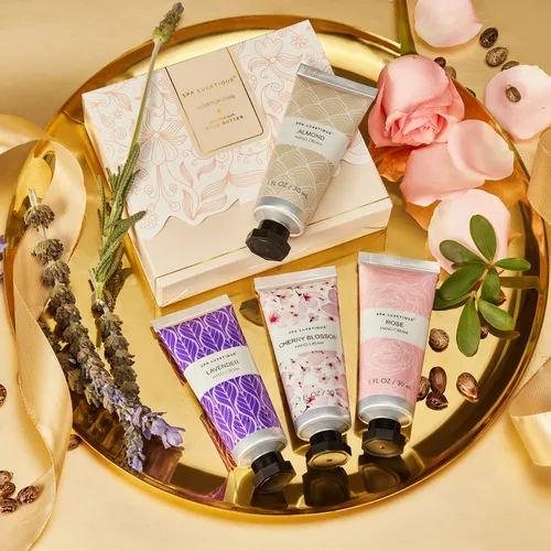 Miniatura 2 de spa luxetique Set de crema de manos, paquete de 4 lociones para manos, juego de regalo de Navidad enriquecido con manteca de karité y glicerina