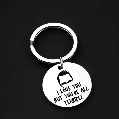 Miniatura 5 de ENSIANTH Llavero inspirado en Bob con texto en inglés "I Love You But You're All Terrible Burgers", regalo para fanáticos de Bob Belcher