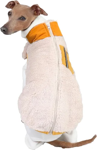 Miniatura 56 de D Doggy Star - Suéter de galgo italiano de cuello de tortuga, conjunto de mono de vellón cálido, ropa de Whippet para perro (XL, azul marino Pkt)