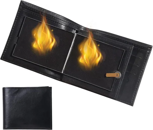 MeYuxg Billetera mágica premium, con protección RFID, cartera compacta de piel sintética negra para amantes del espectáculo mágico de magos