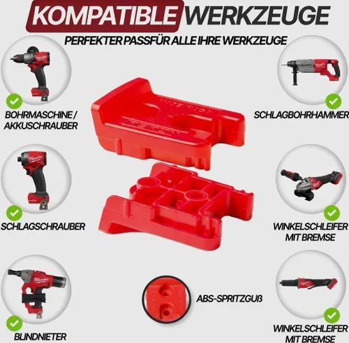 Miniatura 7 de Soporte para herramientas PERCH para Milwaukee M18 18v Monta de forma segura 5 herramientas inalámbricas Montaje universal Organizador