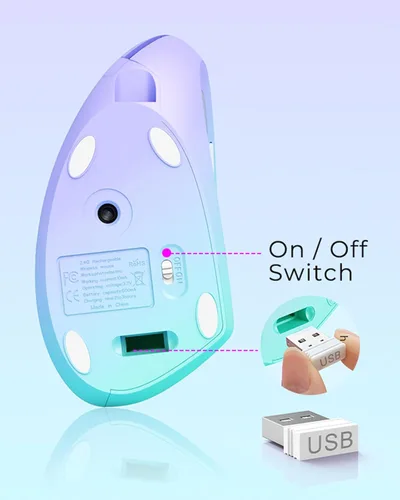 Miniatura 8 de Lekvey Ratón ergonómico, ratón vertical inalámbrico, ratón recargable óptico 2.4G para túnel carpiano: 800/1200/1600 DPI, 6 botones, para laptop