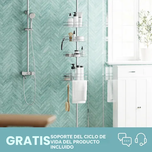 Miniatura 2 de Zenna Home - Organizador de esquina para regadera con barra de tensión, organizador de regadera ajustable con 4 cestas y toallero incorporado