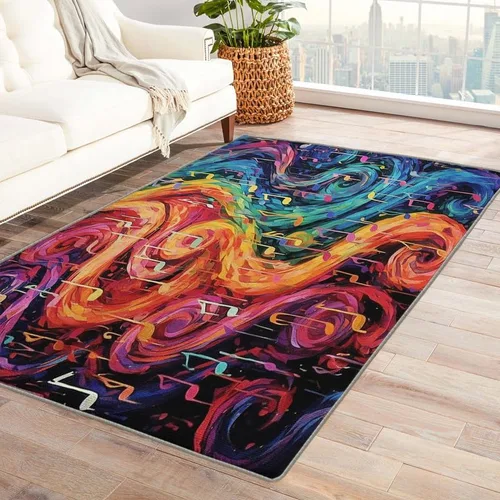 Miniatura 9 de Alfombras lavables para entrada, sala de estar, dormitorio, alfombra de guitarra y decoración del hogar, alfombra de área musical de 2 x 3 pulgadas