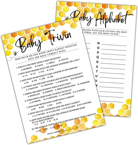 Miniatura 10 de Honey Bee - Juegos de baby shower, juegos de doble cara Adivina quién mamá o papá y Oh Baby juego verdadero o falso (paquete de 30) con 1 tarjeta