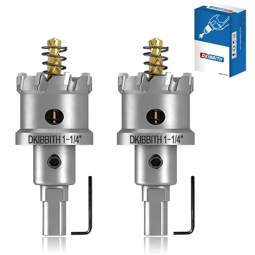 Miniatura 33 de TCT Juego de sierra perforadora, 2 paquetes de cortadores de agujeros con punta de carburo de tungsteno de 1-3/4" (45mm) resistentes para acero