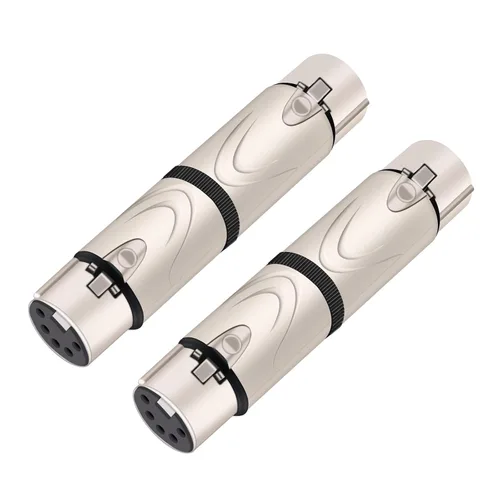Adaptador XLR, conector hembra de 5 pines a hembra de 5 pines para extensión de micrófono mezclador de audio DMX, paquete de 2 5PIN XLR hembra a