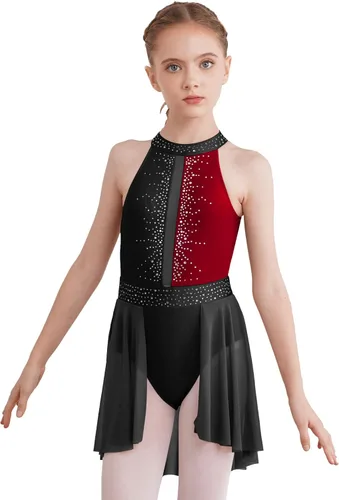 Miniatura 25 de CHICTRY Kids Girls Sparkly Rhinestone Ballet Gymnastics Leotards Modern Lyrical Dance Costume
