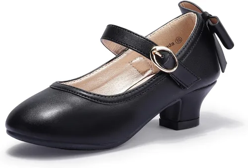 Miniatura 113 de PANDANINJIA Vestido de jada para niñas y niños pequeños, zapatos de princesa Mary Jane con tacones con lazo para fiesta, boda, boda