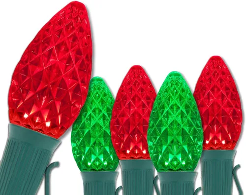 Miniatura 16 de Wintergreen Lighting C7 OptiCore - Luces de Navidad comerciales – Bombillas LED resistentes en cable verde (100 luces, 100 pies, verde/blanco frío)
