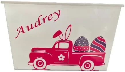 Cesta de Pascua personalizada para niños, cubo personalizado con nombre, cubo con asas, decoración de regalo (cubo negro)
