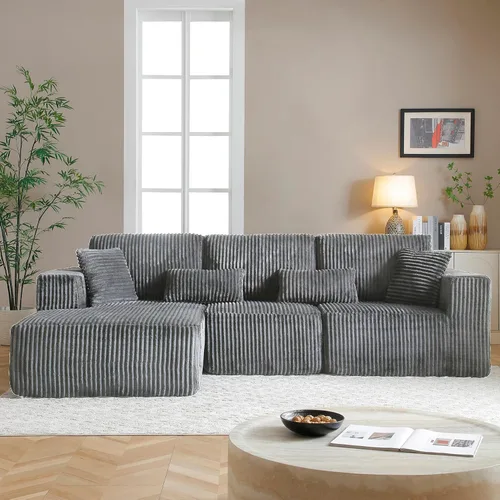 Miniatura 32 de Sofás seccionales de nube deshuesada de 95 pulgadas para sala de estar, cómodo y esponjoso sofá de espuma viscoelástica en forma de L, sofá modular