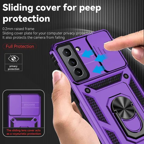 Miniatura 4 de Funda para Samsung Galaxy S21 Plus con cubierta para lente de cámara, protector de pantalla HD, probado contra caídas de grado militar, soporte