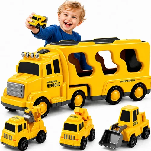 Bennol Juguetes de Camiones de Construcción para Niños Pequeños de 1, 2, 3, 4, 5 Años, Camiones de Coche para Regalos de Cumpleaños para Niños de 1